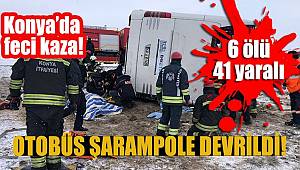 Konya'da tur otobüsü devrildi 6 kişi öldü, 41 kişi yaralandı