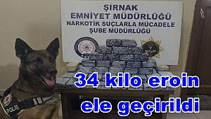 Şırnak'ta 34 kilo uyuşturucu ele geçirildi 2 gözaltı