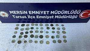 Mersin'de tarihi eser niteliği taşıyan 50 sikke ele geçirildi