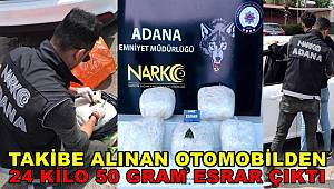 Adana'da polisin takip ettiği araçtan 24 kilo esrar çıktı
