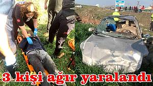 Kilis'te otomobilin şarampole uçtu 3 kişi yaralandı