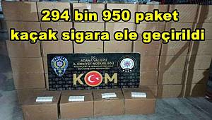Adana'da 294 bin 950 paket kaçak sigara ele geçirildi