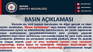 Adana'da gösteri yürüyüşü ve açık hava toplantılarına geçici yasak getirildi 