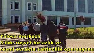 Yalova merkezli 3 ilde rüşvet, hırsızlık ve resmi evrakta sahtecilik operasyonu 