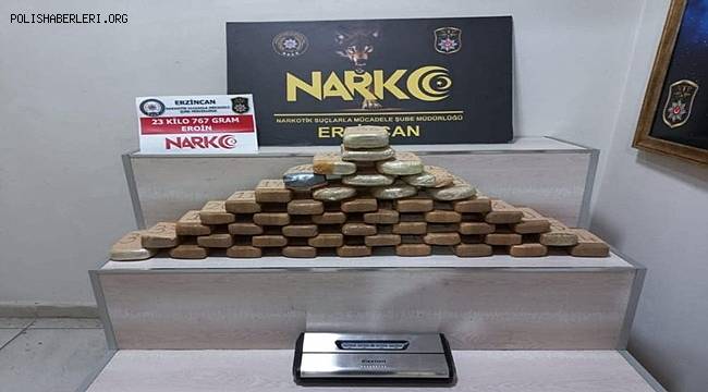 Erzincan’da 23 kilo 767 gram eroin ele geçirildi 
