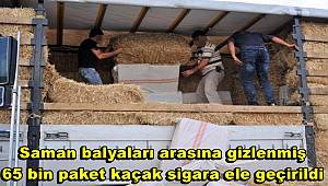 İstanbul'da saman balyaları arasına gizlenmiş 65 bin paket kaçak sigara ele geçirildi 