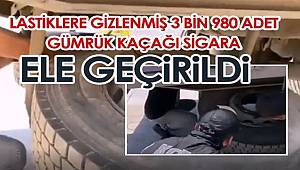 Lastiklere gizlenmiş 3 bin 980 adet gümrük kaçağı sigara yakalandı