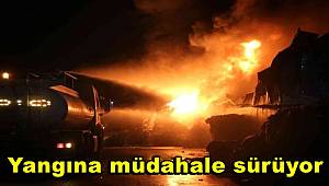 Geri dönüşüm tesisinde yangına müdahale sürüyor