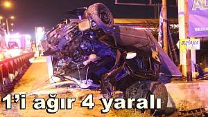 Kontrolden çıkan otomobil takla attı, 1’i ağır 4 yaralı