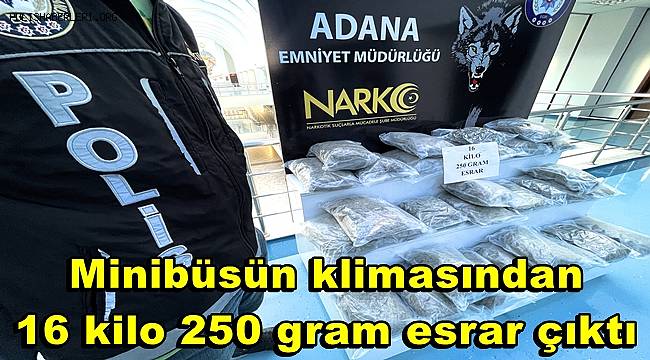 Minibüsün klimasından 16 kilo 250 gram esrar çıktı 