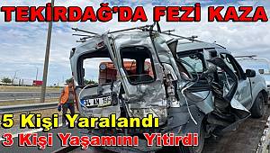 Tekirdağ'da feci kazada 3 kişi öldü, 5 yaralı