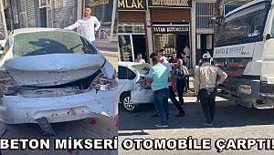 Gaziantep'te beton mikseri otomobile çarptı! 