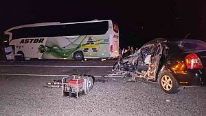 Seydikemer’de otobüsle otomobil çarpıştı, 1 ölü, 1 yaralı 