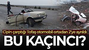 Cipin çarptığı Tofaş otomobil ortadan 2'ye ayrıldı 