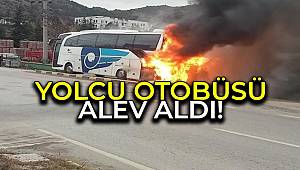 Karabük'te yolcu otobüsü alev aldı