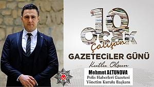 Başkan Altunova'dan 10 Ocak Çalışan Gazeteciler Günü Mesajı