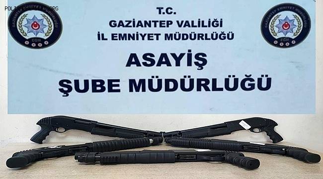 Gaziantep'te durdurulan araçtan 5 adet pompalı tüfek çıktı