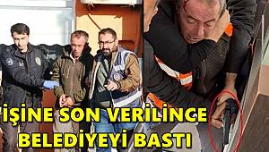 İşine son verilince belediyeyi basan temizlik görevlisinin saldırı anı kamerada