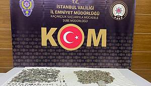 İstanbul'da yolcu otobüsünde 2 bin 154 sikke ele geçirildi