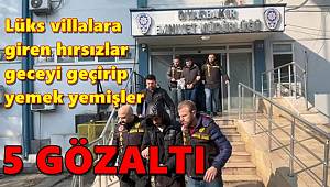 Lüks villalara giren hırsızlar, geceyi geçirip yemek yemişler; 5 gözaltı 