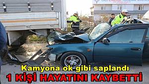 Park halindeki kamyona ok gibi saplandı, 1 ölü, 1 ağır yaralı