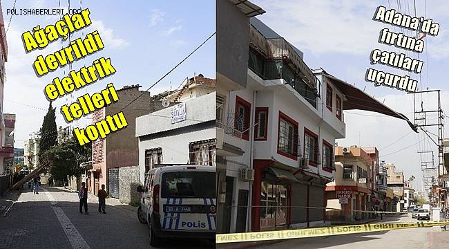 Adana'da fırtına çatıları uçurdu, ağaçları devirdi, elektrik tellerini kopardı