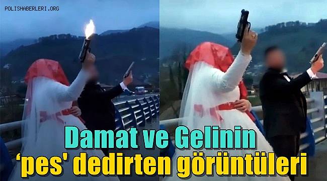 Düğün konvoyunda damat ve gelinin ‘pes' dedirten görüntüleri