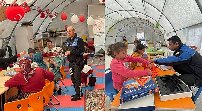 Depremzede Çocuklar Polislerle Doyasıya Eğlendi 