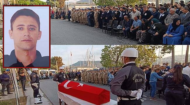 Foça'da görevi başında vefat eden polisin naaşı, memleketine uğurlandı 