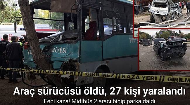 Freni patlayan midibüs 2 aracı biçip parka daldı  
