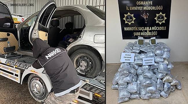 Osmaniye'de çekici üzerinde taşınan araçta 75 kilo 750 gram sentetik uyuşturucu bulundu