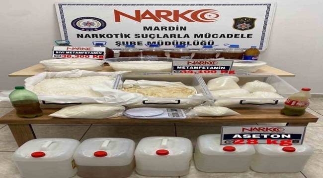 Mardin'de 70 kilo metamfetamin ve 28 kilo kimyasal madde ele geçirildi 