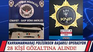 Kahramanmaraş Polisi 28 Kişiyi Yakaladı, Uyuşturucu ve Silah Ele Geçirildi