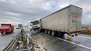 Aydın'da kontrolden çıkan tır ters döndü