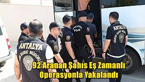 Antalya’da 92 Aranan Şahıs Eş Zamanlı Operasyonla Yakalandı 