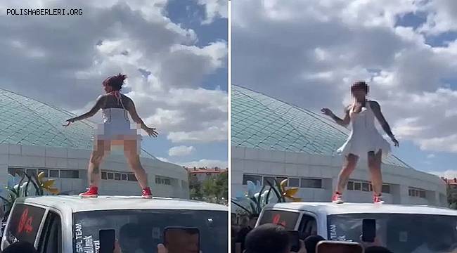 Isparta'da Tepki Çeken Fuar! Onlarca Erkeğin Önünde Aracın Üstüne Çıktı