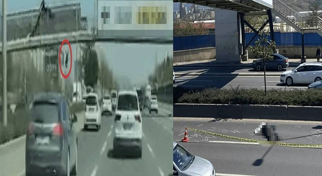 Ankara’da Afiş Faciası! Üst Geçitten Düşen Kişi Otomobilin Altında Can Verdi  