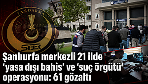 Şanlıurfa merkezli 21 ilde 'yasa dışı bahis' ve 'suç örgütü' operasyonu