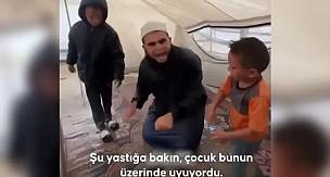Gazze'de kaldığı çadırı su basan Filistinli babanın yakarışı yürekleri dağladı 